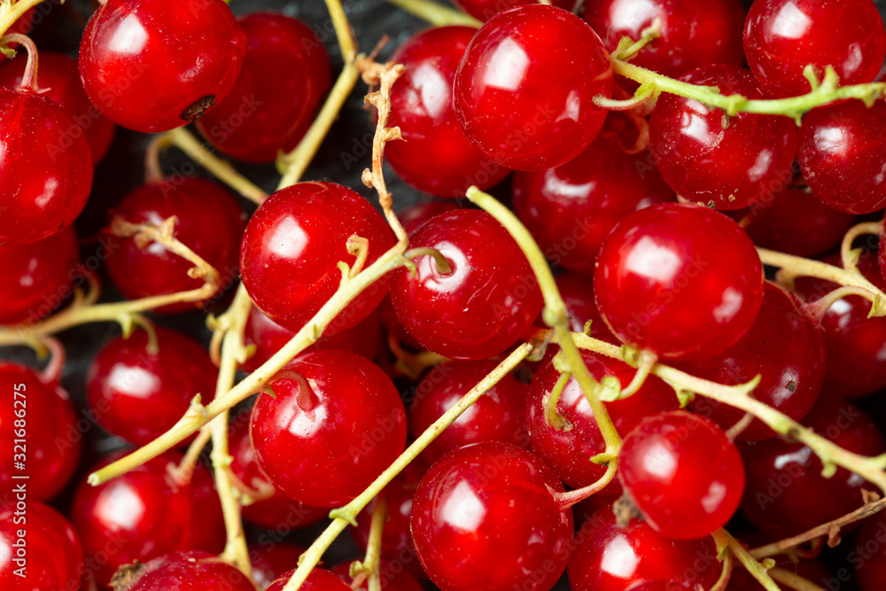 Ripe red currants, place for text, top view. Ripe red currants, place for text, top view.