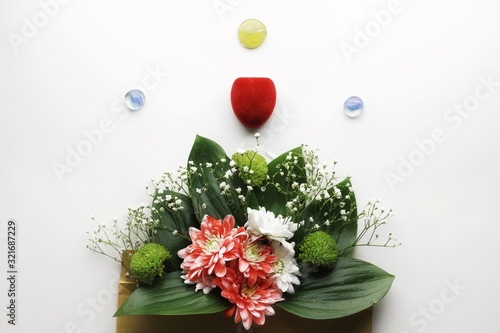 Obraz na płótnie Beautiful spring flowers bouquet for greetings isolated on white, copyspace w salonie