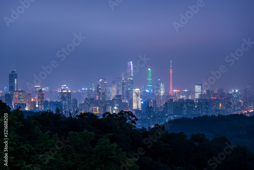 Wallpaper Mural The skyline of Guangzhou city at night in China,shot from the summit of Mount Baiyun. Torontodigital.ca