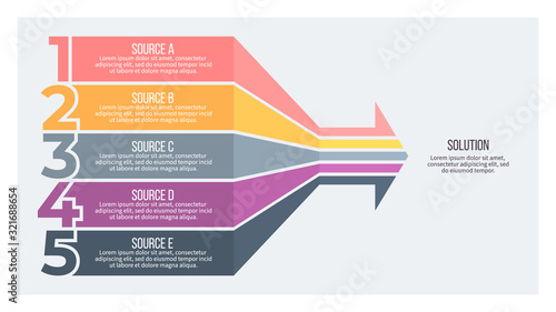 Business infographic. Arrow chart with 5 options. Vector template.