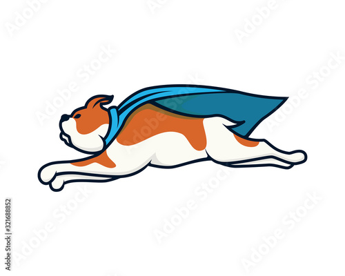 Flying Dog with Super Power or Super Dog Illustration