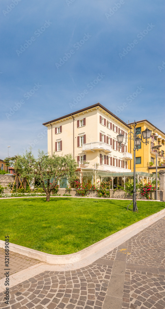 Colorful apartment building in Garda, Venice, Italy.