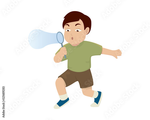a Boy Blowing Bubbles Illustration © mayantara