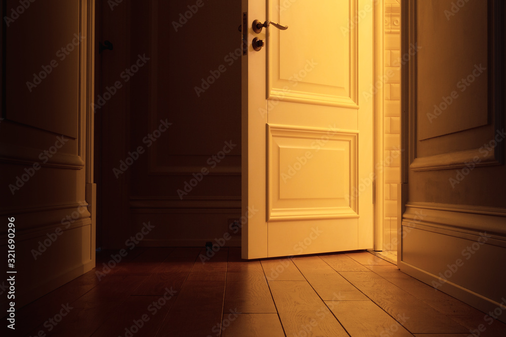 light in the dark corridor from the open door light in the dark corridor from the open door