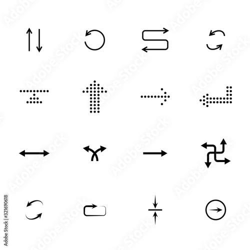 Black arrows icon set  pointers for navigation. Vector symbol for web design.