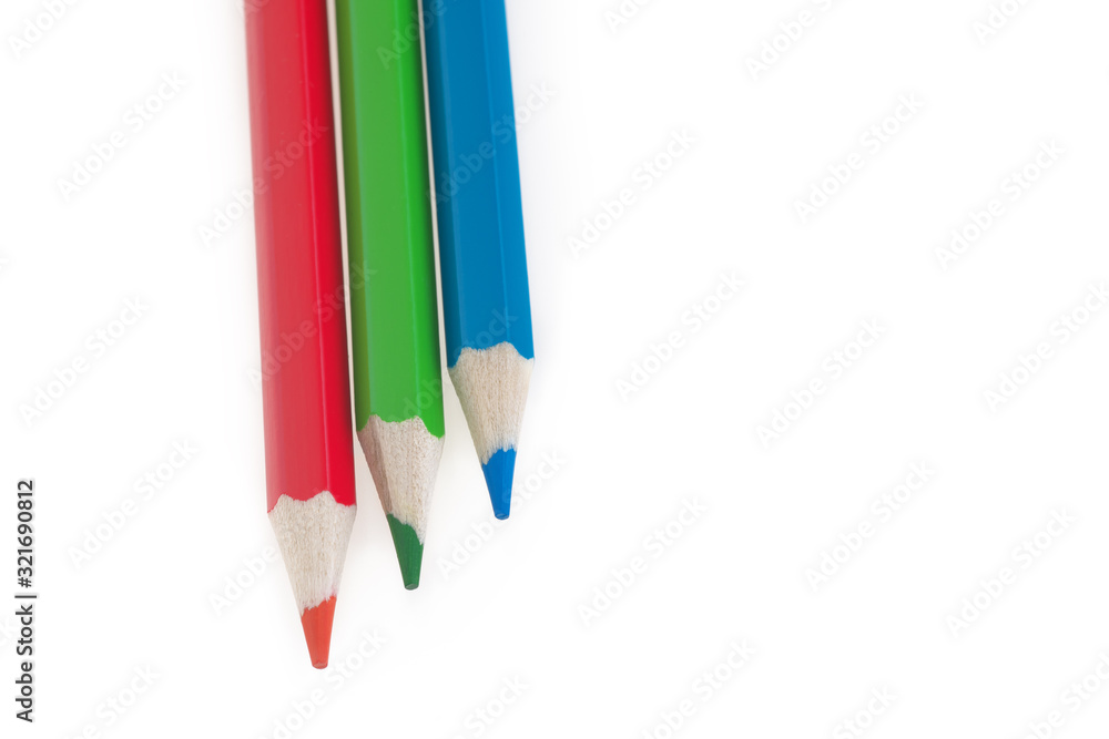 Colored pencils on a white background Colored pencils on a white background