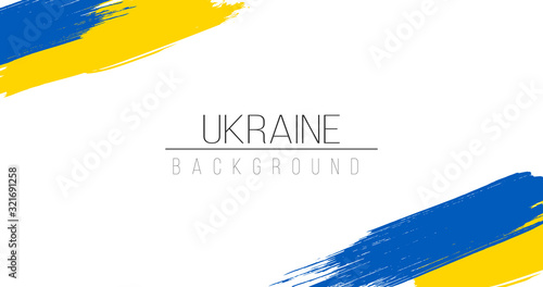 Ukraine flag brush style background with stripes. Stock vector illustration isolated on white background. photo