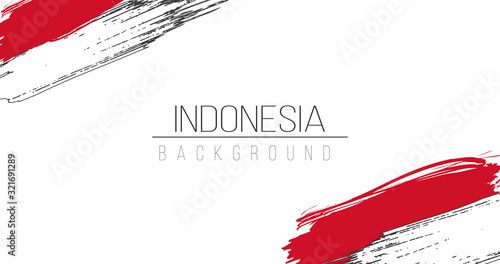 Indonesia flag brush style background with stripes. Stock vector illustration isolated on white background.