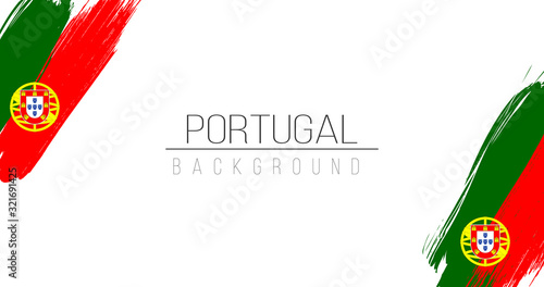 Portugal flag brush style background with stripes. Stock vector illustration isolated on white background.
