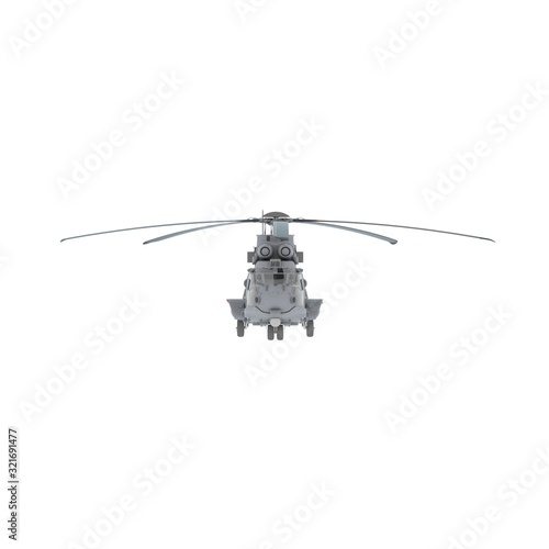 Military helicopter on a white background. Isolate.