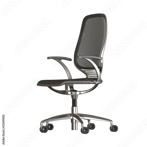 The office chair is black on a white background. Isolate.