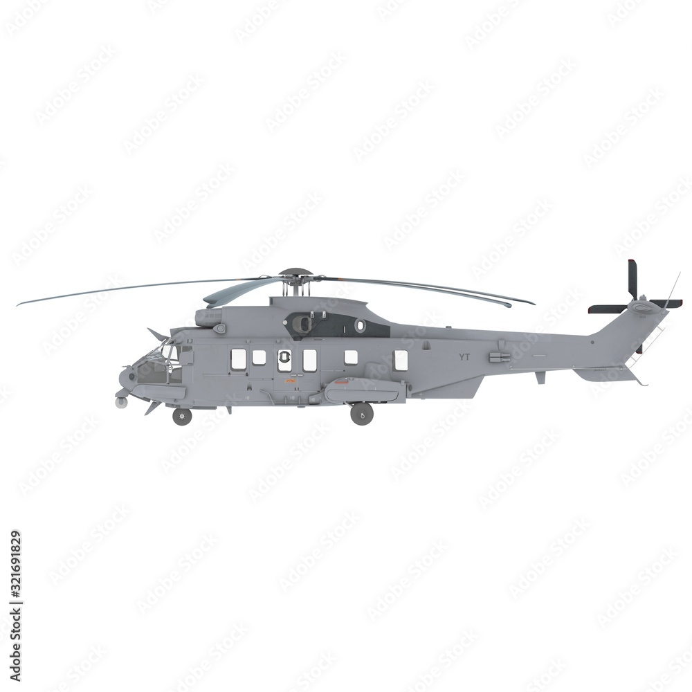 Military helicopter on a white background. Isolate. Military helicopter on a white background. Isolate.