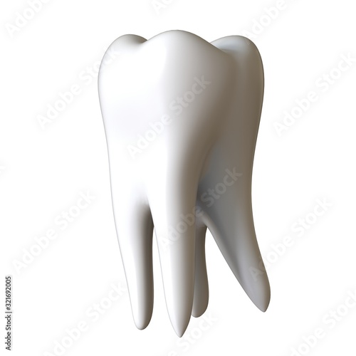A man's root tooth on a white background. Isolate.