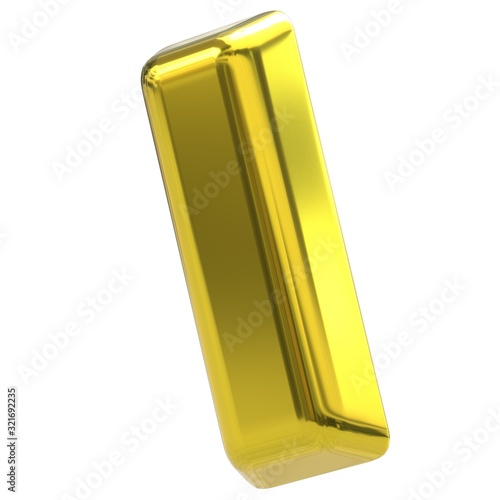 A bar of gold on a white background. Isolate.