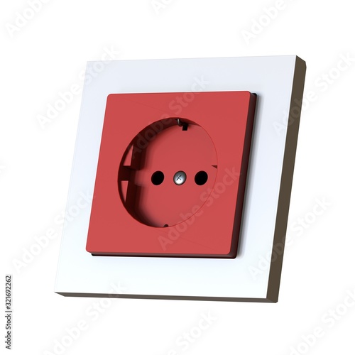 Red socket on a white background. Isolate.