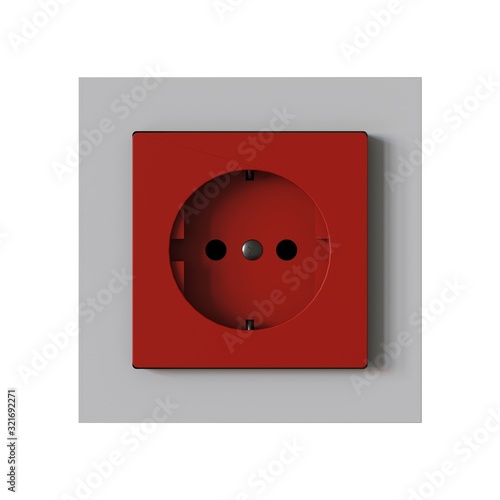 Red socket on a white background. Isolate.