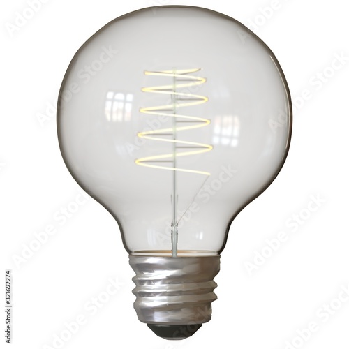 Retro light bulb on a white background. Isolate.