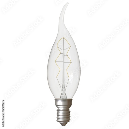 Retro light bulb on a white background. Isolate.