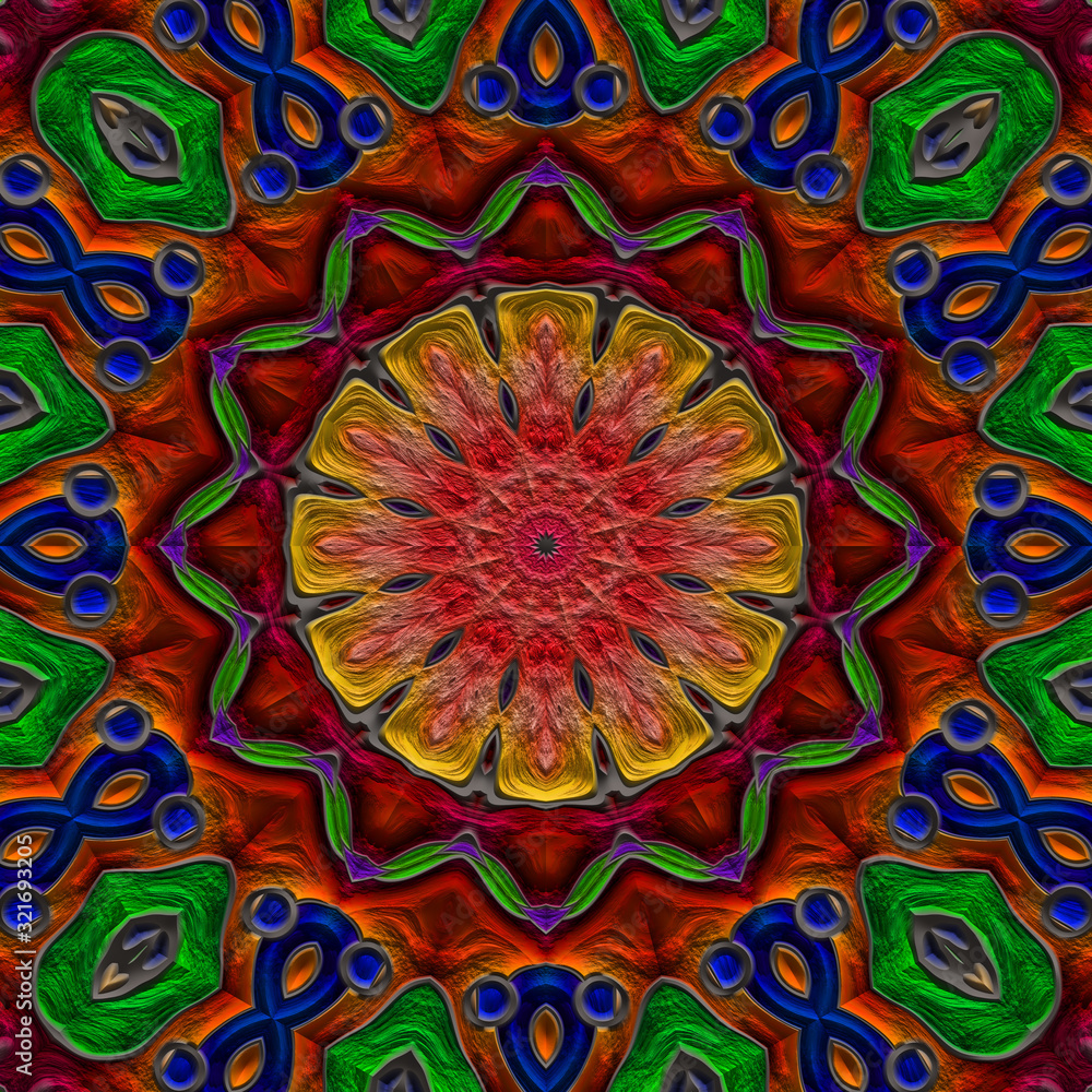3d effect - abstract colorful polygonal mandala design