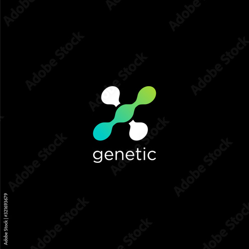Bold logo design of letter X and genetic with dark background - EPS10 - Vector.