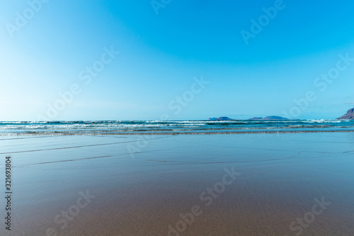 Beach view at Caleta de Famara, Lanzarote.