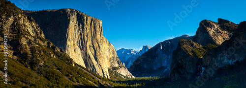 Yosemite valley in the morning, panorama
