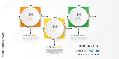 Business infographic element with 3 options, steps, number vector template design