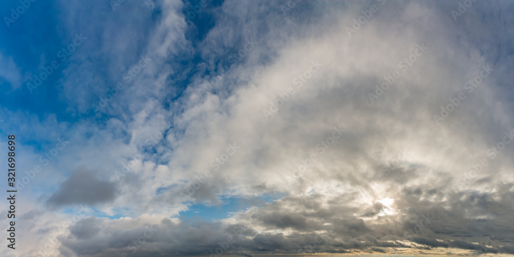 Fantastic clouds against blue sky, panorama Fantastic clouds against blue sky, panorama