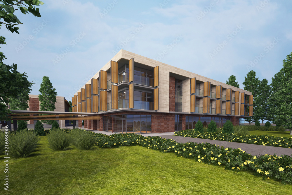 architectural horizontal 3d rendering of building architectural horizontal 3d rendering of building