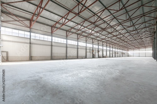 Interior of empty warehouse or garage