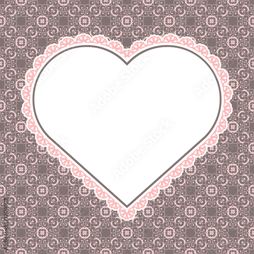 Openwork Valentine card with delicate heart. Vector template for layouts Wedding cards, greeting postcard Saint Valentine's Day, design for page book, interior decoration or printing.