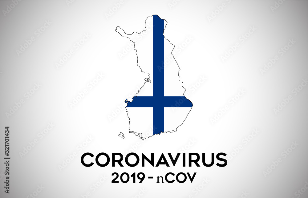CoronaVirus in Finland and Country flag inside Country border Map Vector Design.