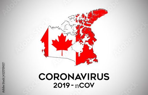 CoronaVirus in Canada and Country flag inside Country border Map Vector Design.