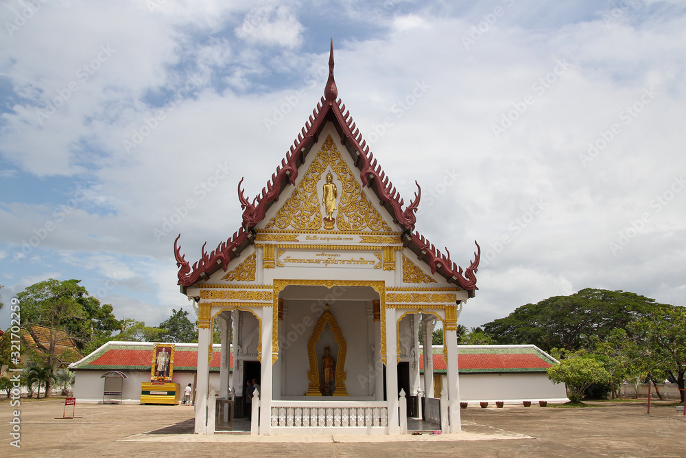 Naklejka premium Surat Thani,Thailand-July 12,2014:The beautiful church in Wat Phra Borommathat Chaiya at thailand