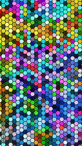 Colorful and shiny hexagonal patterned   textured background.