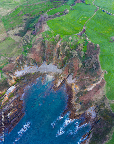 Coastal landscape of Punta Cambarro and Punta Lumbreras, Trasvia, Comillas Municipality, Cantabrian Sea, Cantabria, Spain, Europe