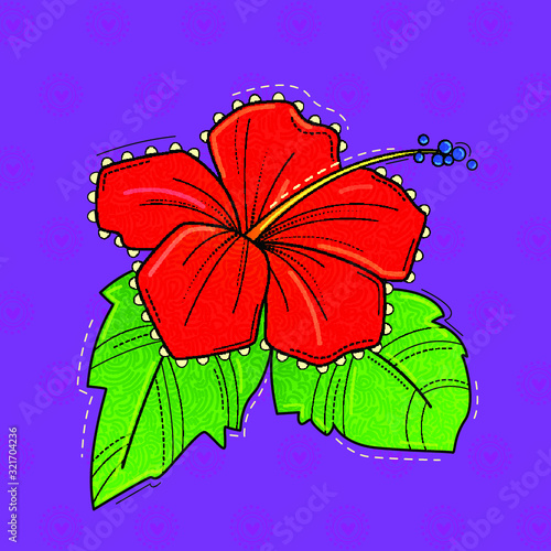 illustration of desi (indian) art style hibiscus flower. photo