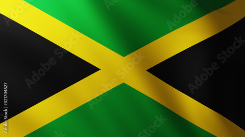 Large Flag of Jamaica background in the wind