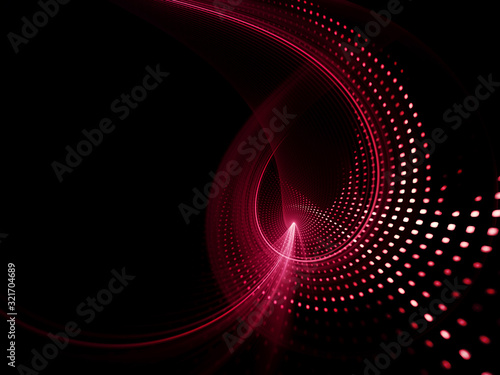 Abstract red and black background. Fractal graphics series. Composition of glowing lines and mosaic halftone effects. 3d illustration.