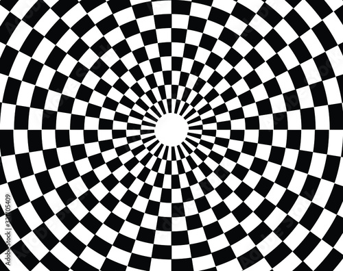  Abstract background with optical illusion wave. Black and white horizontal lines with wavy distortion effect for prints, web pages, template, posters, monochrome backgrounds and pattern