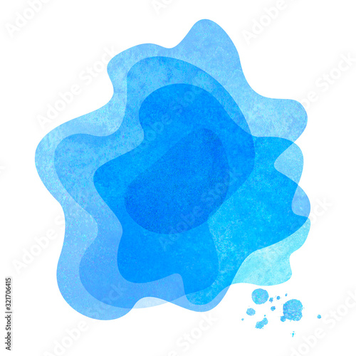 Watercolor abstract modern flat geometric transparent liquid shape forms.