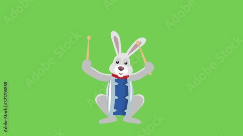 Wallpaper Mural Cartoon Little Christmas Bunny Flat Character Music Drum Animation with Matte Torontodigital.ca