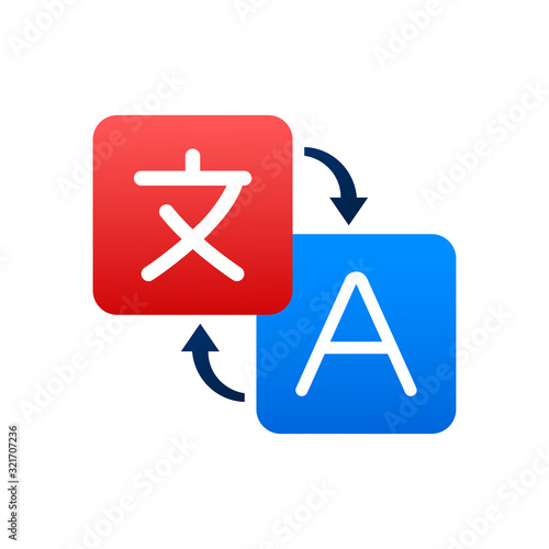 Online translator concept. Translator icon. Vector stock illustration.