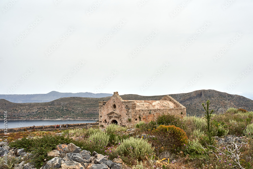 Ruins of Venetian fort on Imeri Gramvousa Island near island of Crete, Greece Ruins of Venetian fort on Imeri Gramvousa Island near island of Crete, Greece