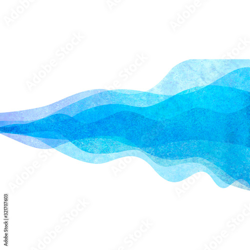 Watercolor transparent wave blue colored background. Watercolour hand painted waves illustration