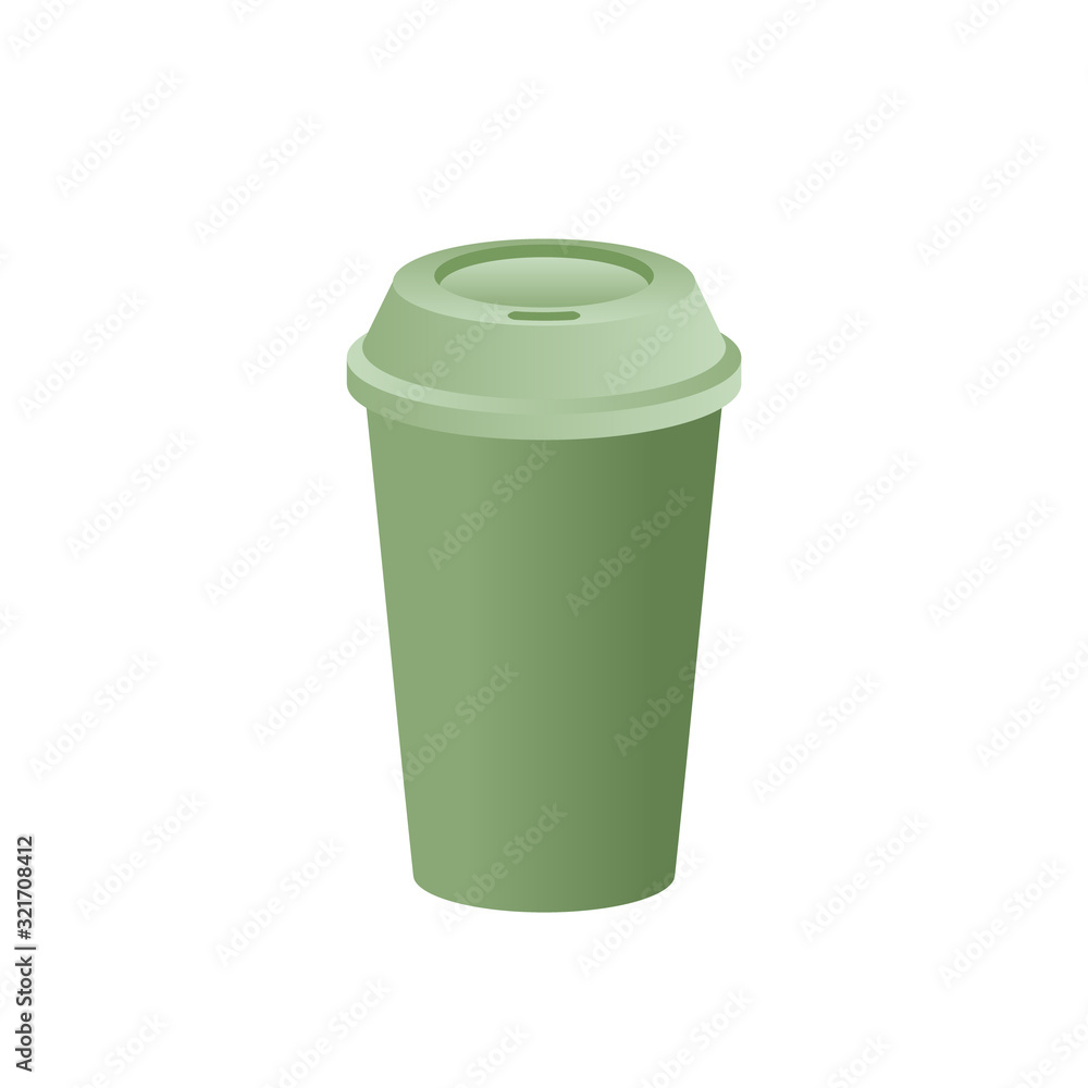 Green paper cup with a lid mockup. Realistic disposable tea or green ...