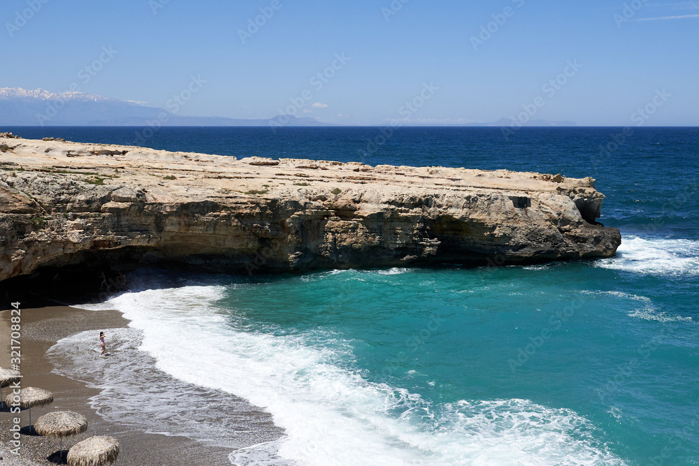 CRETE ISLAND, GREECE. Geropotamos beach and river, Rethymno prefecture..