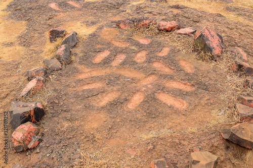 Panch pandavas foot prints in table land photo