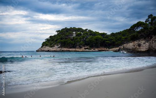 Cala Mitjana beach in Menorca Ciutadella at Balearic Islands
