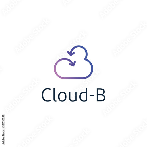 initial B with cloud computing logo design